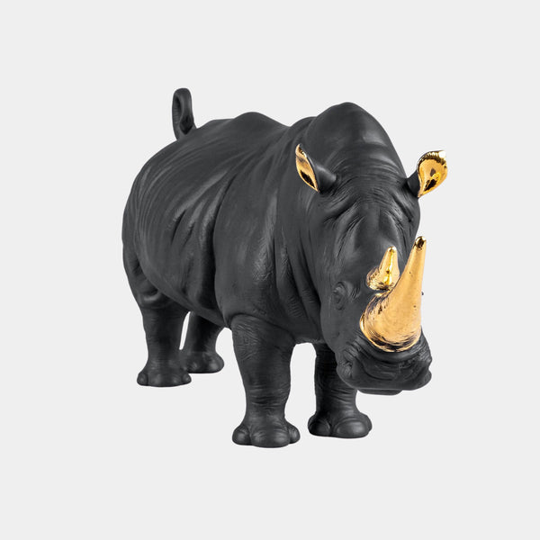 Limited Edition Black & Gold Rhino Sculpture