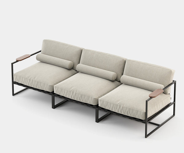 Modern Outdoor Sofa with Sand Fabric - Sophisticated Patio Seating