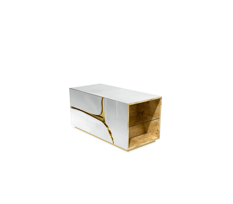 Luxury Bedroom Nightstand with Golden Interior Finish