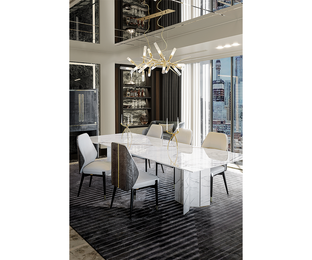 Triclinium Rectangular Dining Table – Luxury Statuario Marble and Poli ...