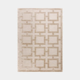Luxury Viscose Geometric Lattice Rug in Biscuit