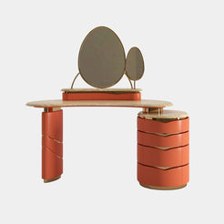 Luxury Leather Dressing Table with Marble Top