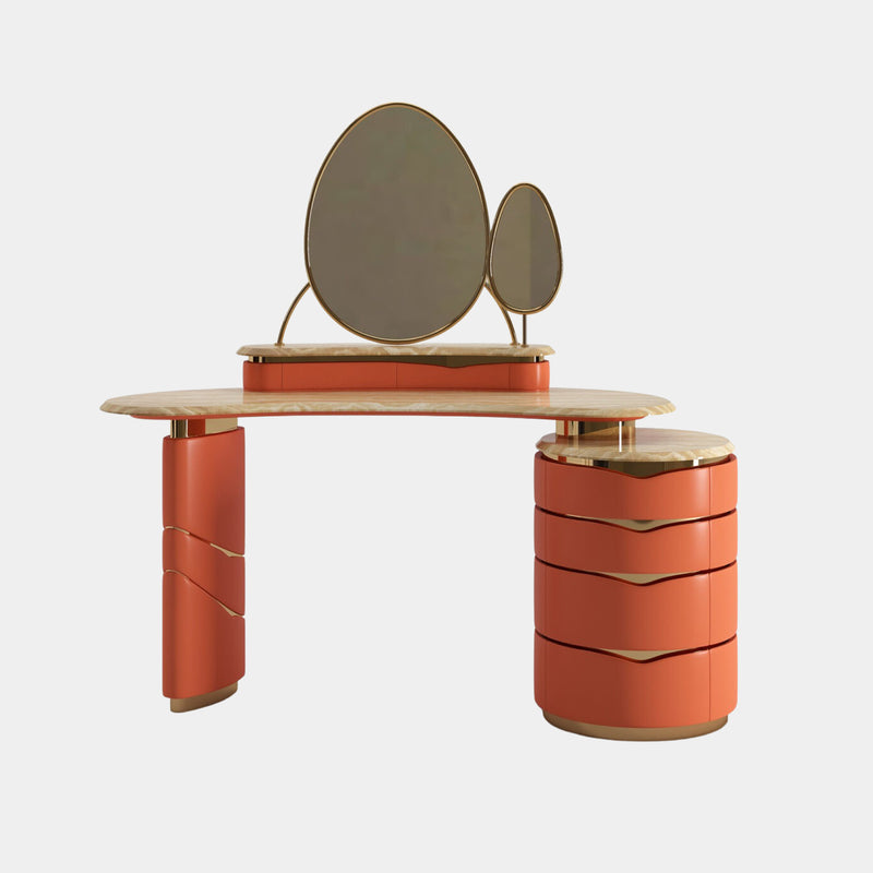 Luxury Leather Dressing Table with Marble Top | Touched Interiors Luxury Leather Dressing Table with Marble Top | Touched Interiors