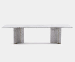 Luxxu Algerone Rectangular Dining Table with Statuario marble and polished brass details
