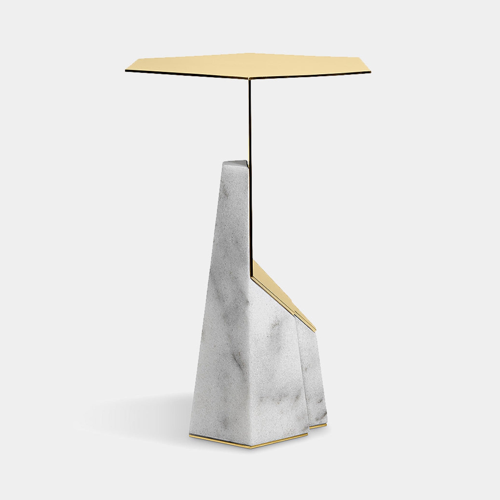 Shard Luxury Side Table – Polished Brass and Carrara Marble Modern Des ...