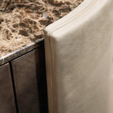 Lucho Oval Chest of Drawers, detail of the leather side