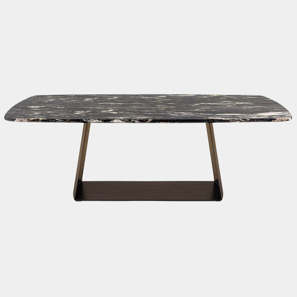 Mario Stone Luxury Dining Table with Patinated Bronze Base