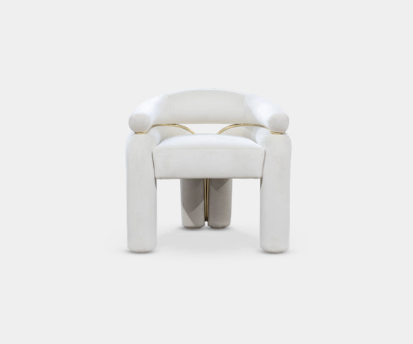 Luxury Cream Dining Chair: The Marlen Features Elegant Polished Brass Details.