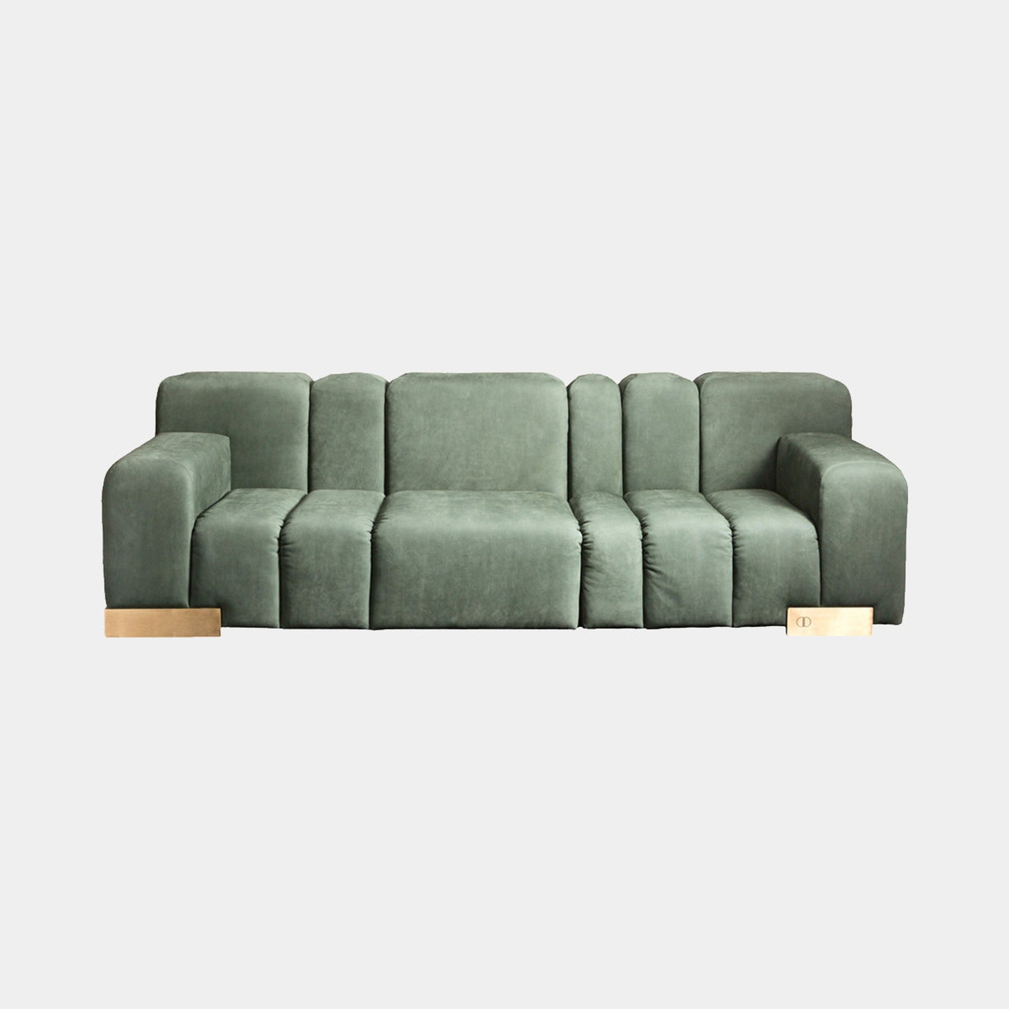 Contoured Modular Sofa, Burnished Brass Feet | Touched Interiors