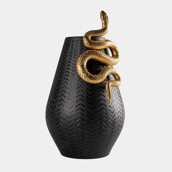 Matte Black Porcelain Snakes Vase