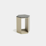 Mercer Metal Base Luxury Coffee Table: matt taupe lacquer with a matching dark top