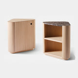 Meridiani Omar Bedside Table, shown with a marble top