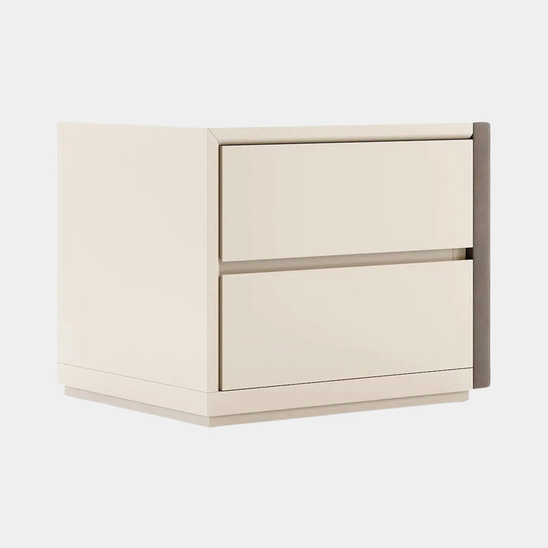 Miley Lacquered Bedside Table with Upholstered Side