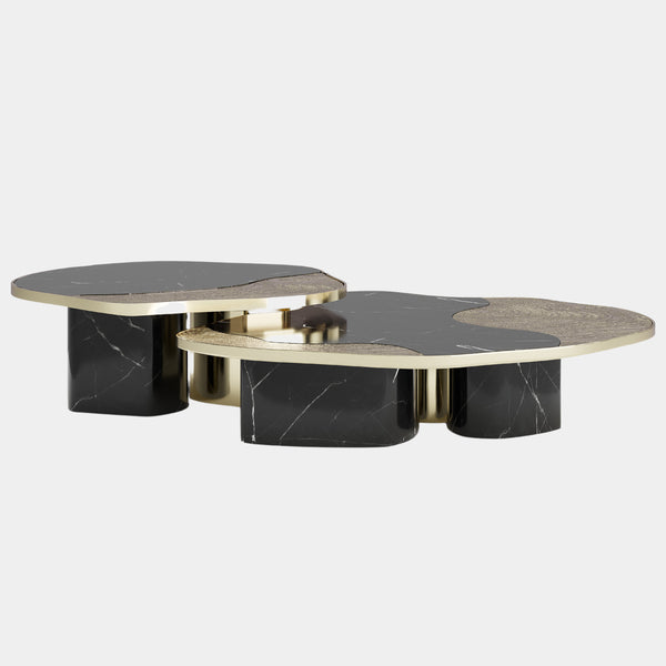 Million Nero Marquina Marble & Gold Centre Table