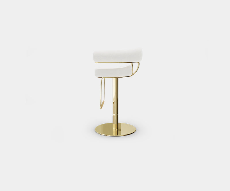 Marlen Modern Swivel Bar Chair: Cream Velvet & Polished Brass | Touched ...