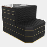 Monticello Luxury Closet Island with Polished Brass, Walnut Root & Black Leather