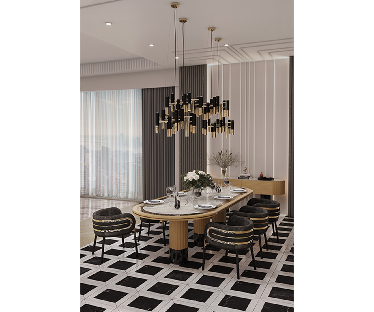 Gatsby Art Deco Dining Chair: Black Velvet & Polished Brass | Touched ...