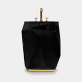 Maison Valentina Diamond Pedestal Sink, black lacquer and gold, available from Touched Interiors UK