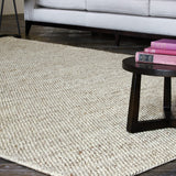 Natural Hand Woven Wool & Viscose Rug, shown in a room setting