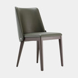 Natural Leather Curved Back Luxury Dining Chair
