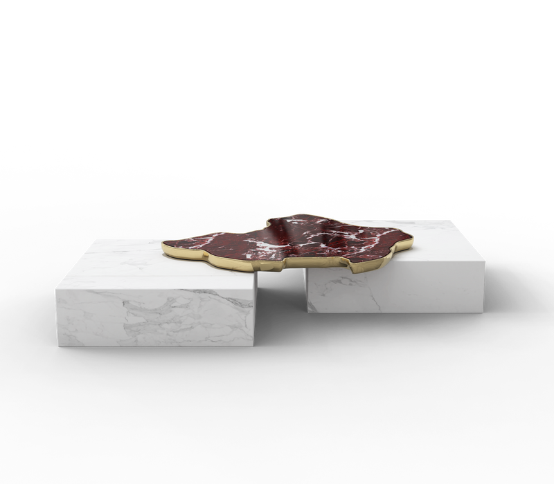 Iberian Plate Centre Table: Luxury Marble and Brass Modern Coffee Table
