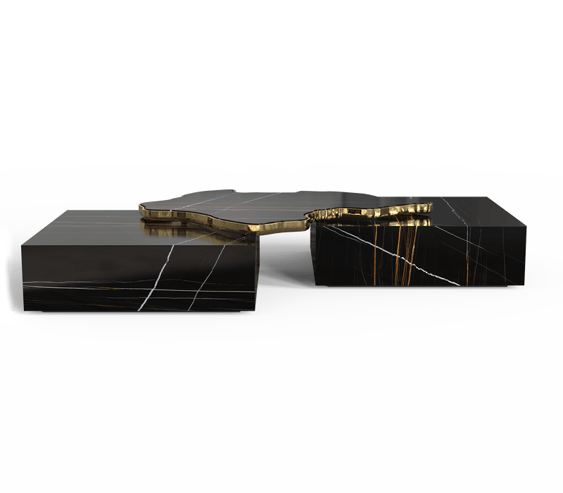 Iberian Plate Centre Table: Luxury Marble and Brass Modern Coffee Table