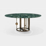 Nembo Sculptural Base Marble Luxury Dining Table in Verde Alpi marble