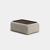 Nimbus Upholstered Base Luxury Coffee Table: ivory bouclé base (Cat B) with a matt dark wood top
