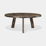 Nuraghe Round Splayed Leg Marble Luxury Dining Table in Emperador Dark marble