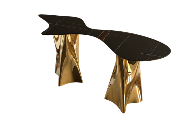 Château Noir Console Table: Luxury Brass Edition