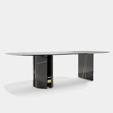 Oval Marble Oriol Dining Table with Metal Detailing, alternative angle