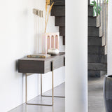 Polished Brass Saraya Console Table, close-up detail