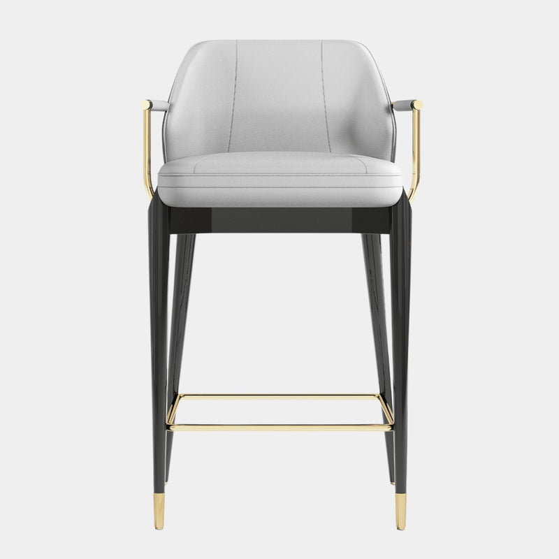 Polished Brass Marvão Luxury Bar Chair with Eucalyptus Frisé Veneer