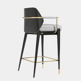 Polished Brass Marvão Luxury Bar Chair with Eucalyptus Frisé Veneer