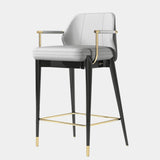 Polished Brass Marvão Luxury Bar Chair with Eucalyptus Frisé Veneer