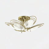 Castro Lighting Coral Ceiling Light in gold-plated brass with textured glass, available from Touched Interiors UK