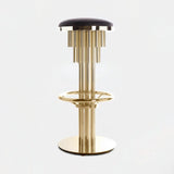 Castro Lighting Projection Bar Stool in fabric upholstery with a gold-plated brass frame, available from Touched Interiors UK