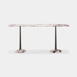 Rastrema Tapered Column Luxury Console Table in Calacatta Purple marble