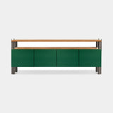 Reticolo Lacquered Luxury Sideboard shown in green lacquer with satin titanium