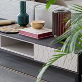 Rocco Carved Front Luxury TV Unit, close-up detail