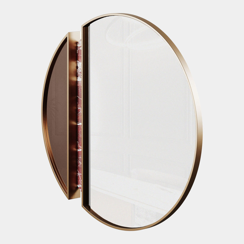 Rosso Levanto Marble & Bronze Mirror