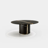 Round Marble Oriol Coffee Table with Metal Detailing, alternative angle