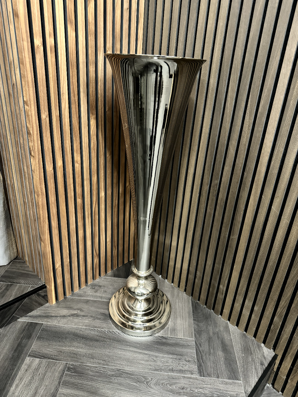 Ex-Display Tall Floor Standing Silver Vase