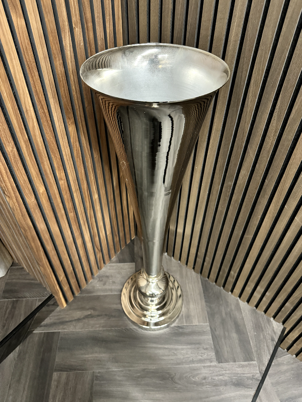 Ex-Display Tall Floor Standing Silver Vase