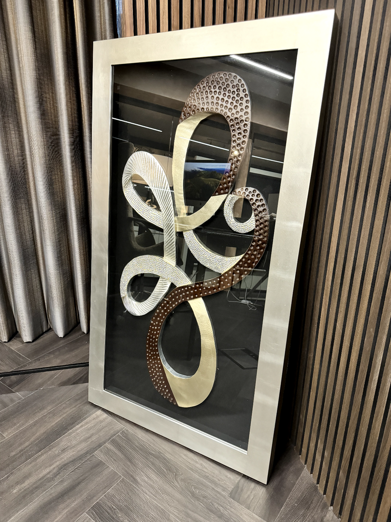 Ex-Display Rectangle Silver & Gold Leafed Crystal Framed Box Art