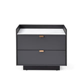 Saviour Bedside Table - White Marble & Anthracite/Grey Wash Oak
