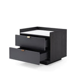 Saviour Bedside Table - White Marble & Anthracite/Grey Wash Oak
