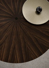 Seraphine Round Metal Base Luxury Dining Table, close-up detail