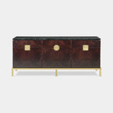Sezione Brass Stand Luxury Sideboard in mahogany and Verde Alpi marble