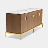 Sezione Brass Stand Luxury Sideboard shown in oak with Calacatta Gold marble